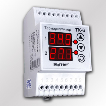 Терморегулятор DigiTOP ТК-6 двухканальный с 2-мя датчиками t